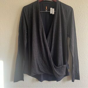 Black Long Sleeve Wrap Top
